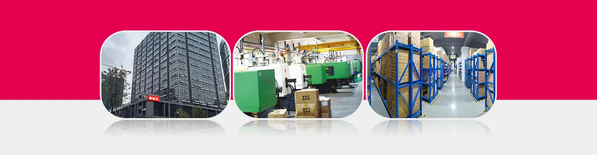Banner collage from the company's own website: office building, workshop equipment and warehouse shelving