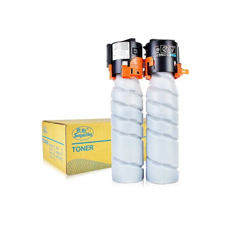 The Sensation TN117 powder box, photographed with two orange-capped bottles beside the branded box