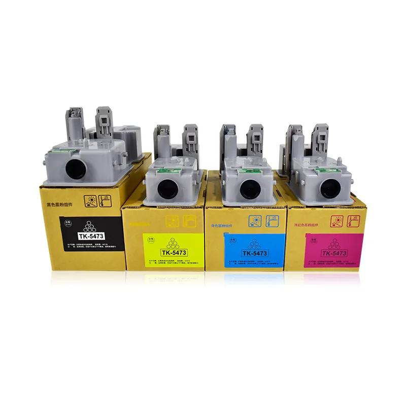 Four Sensation TK-5473 toner cartridges in black, yellow, cyan and magenta on their labelled boxes