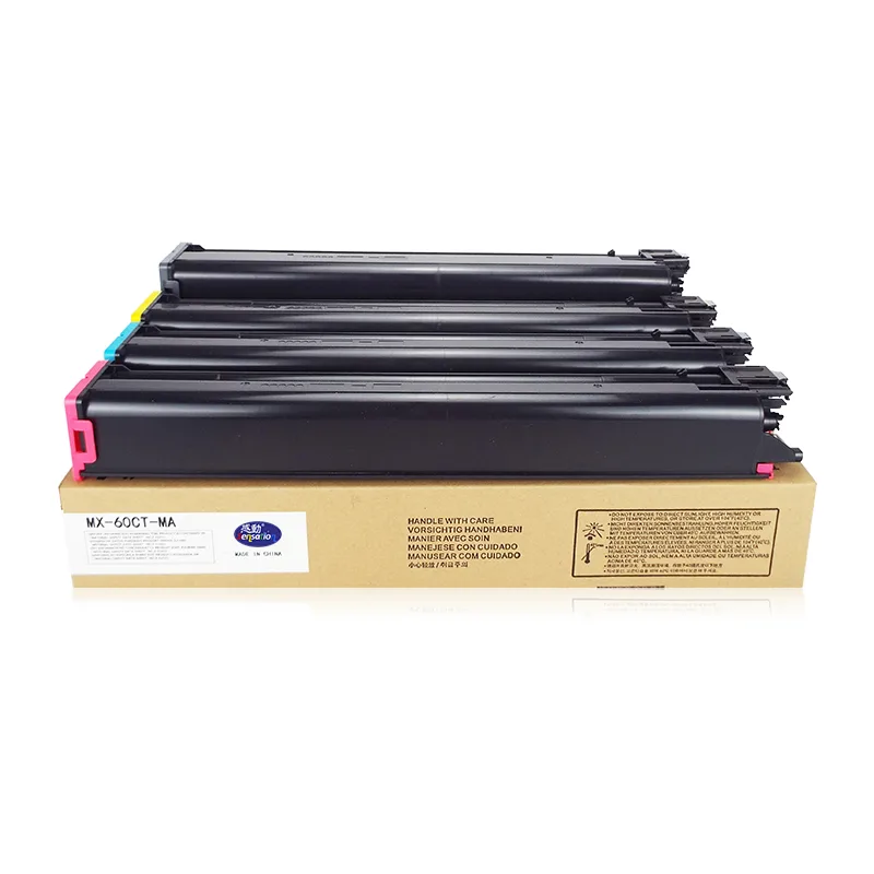 Sensation MX-60CT cartridges in four colours resting on their product box