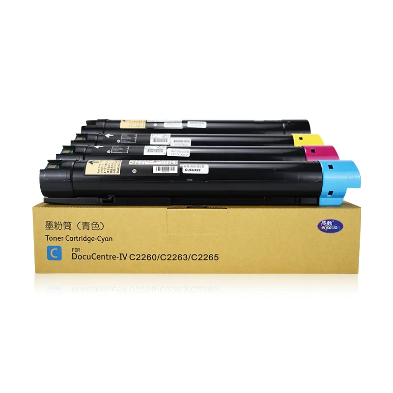 Sensation toner cartridges for DocuCentre-IV C2260, C2263 and C2265 on their cyan-labelled box